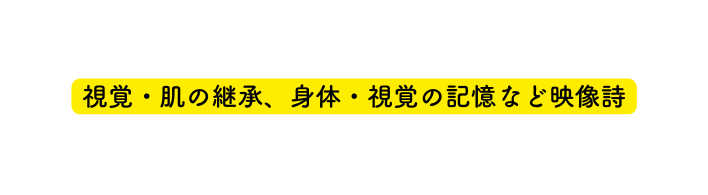 視覚 肌の継承 身体 視覚の記憶など映像詩